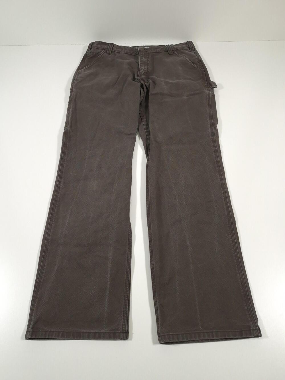 Carhartt Rugged Flex Pants Mens 35x34 Brown Canvas Carpenter Workwear Relaxed